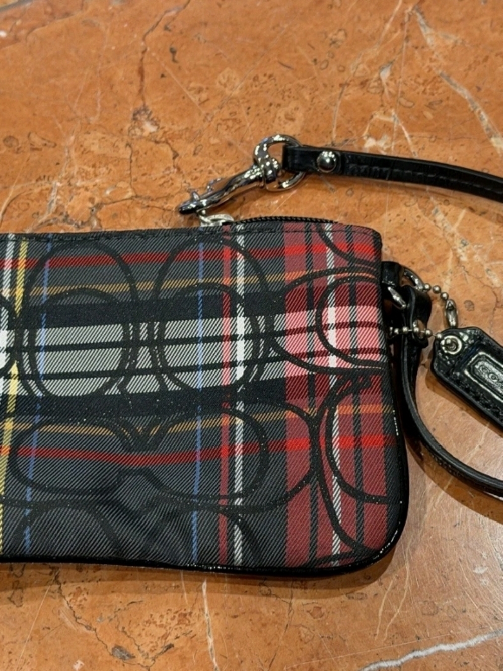 Coach Poppy Tartan Plaid Wristlet - Picture 5 of 8